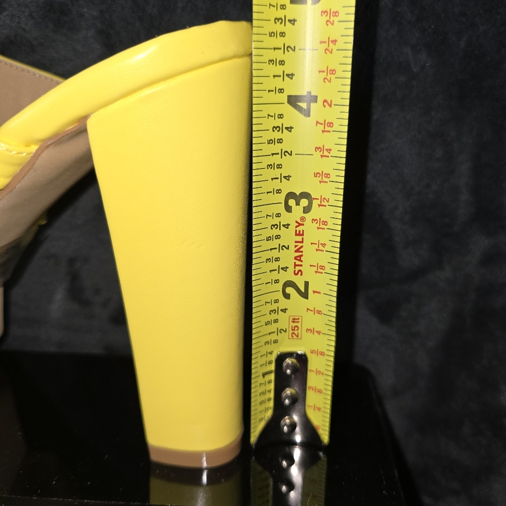 Bright Yellow Platform Mule with Sculpted Block Heel - Picture 6 of 7